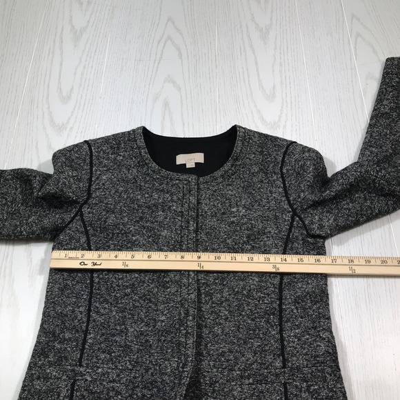 Loft Wool Blend Jacket Women 2 Gray Button Snap Round Neck Cropped Classic - Picture 5 of 12